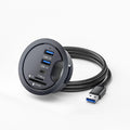 USB 3.0 Flush Mount Desktop Grommet Hub with SD Card Reader & Type-C