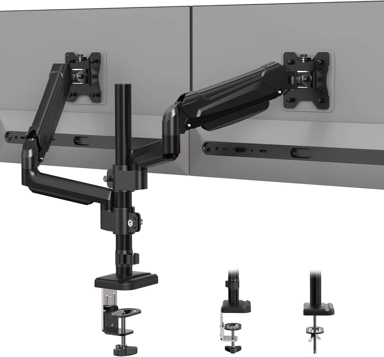 Dual Monitor Desk Mount with Gas Spring Arms for 13–32" Screens
