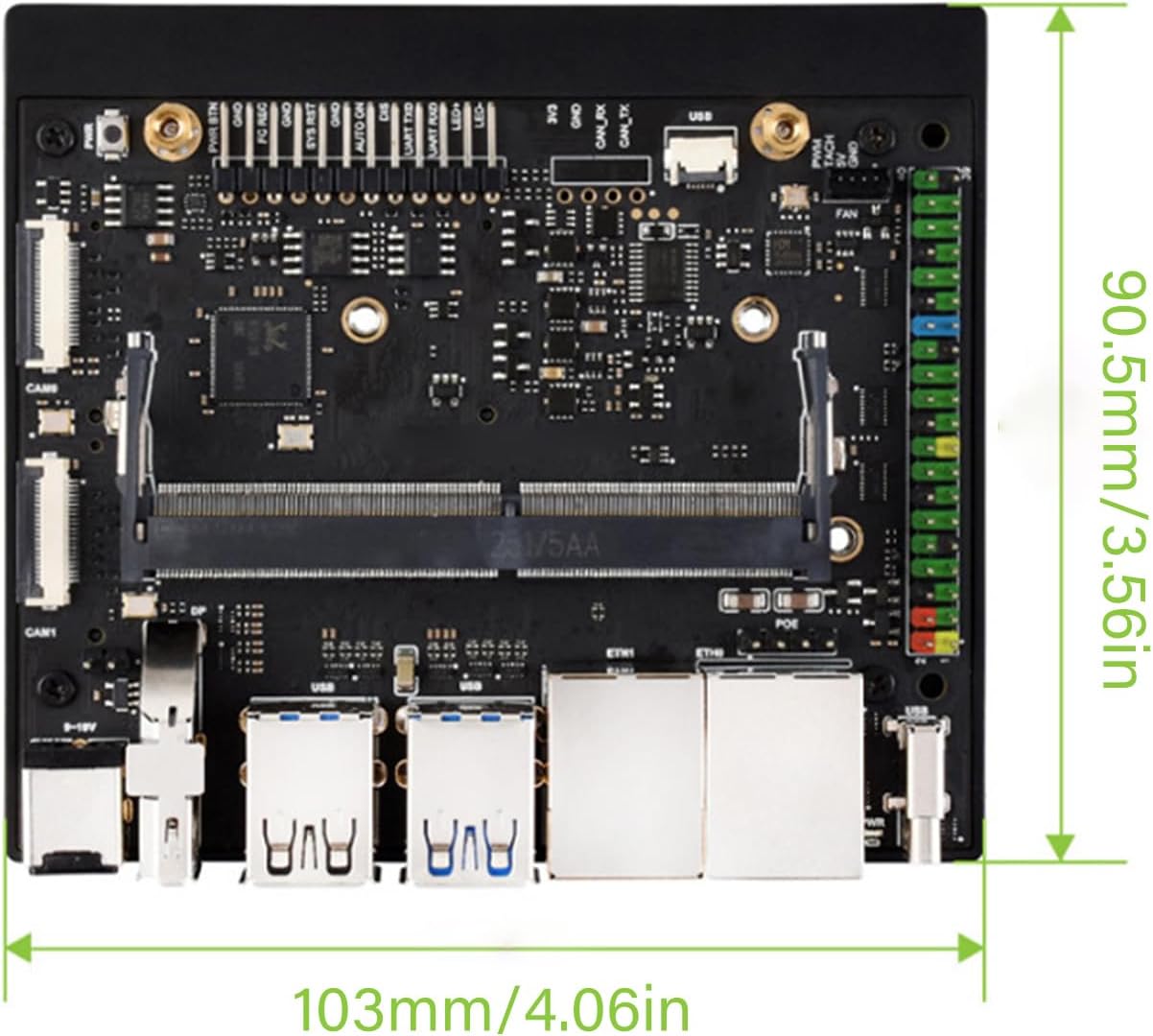 Jetson Orin NX/Nano Carrier Board – Dual GbE, 4K DP, GPIO, CAN, PoE