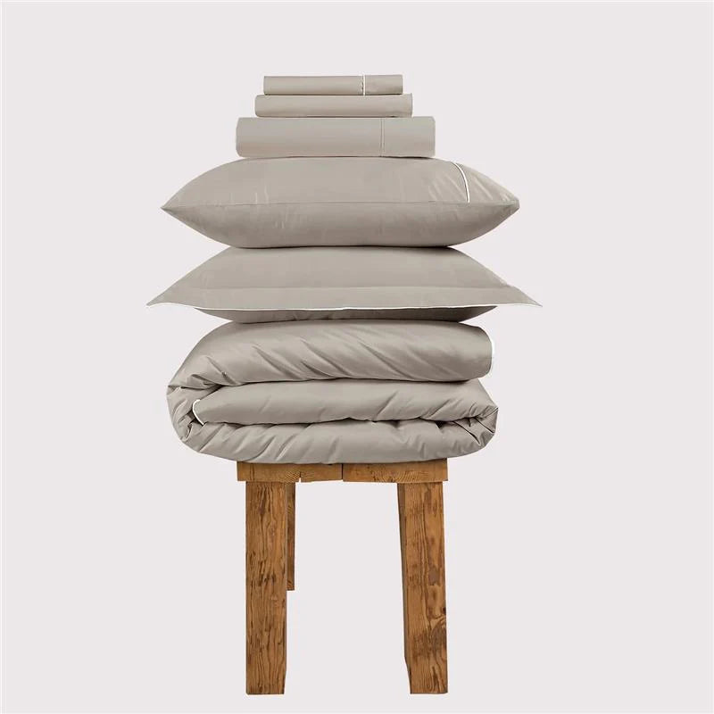 Duke of Bliss LUXE Bedding Set - Simply Taupe with White Accent