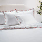 Egyptian Cotton Sophie Bedding Set - Brilliant White and Dark Burgundy