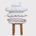 Egyptian Cotton Sophie Bedding Set - Brilliant White and Dark Burgundy