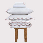 Egyptian Cotton Sophie Bedding Set - Brilliant White and Dark Burgundy