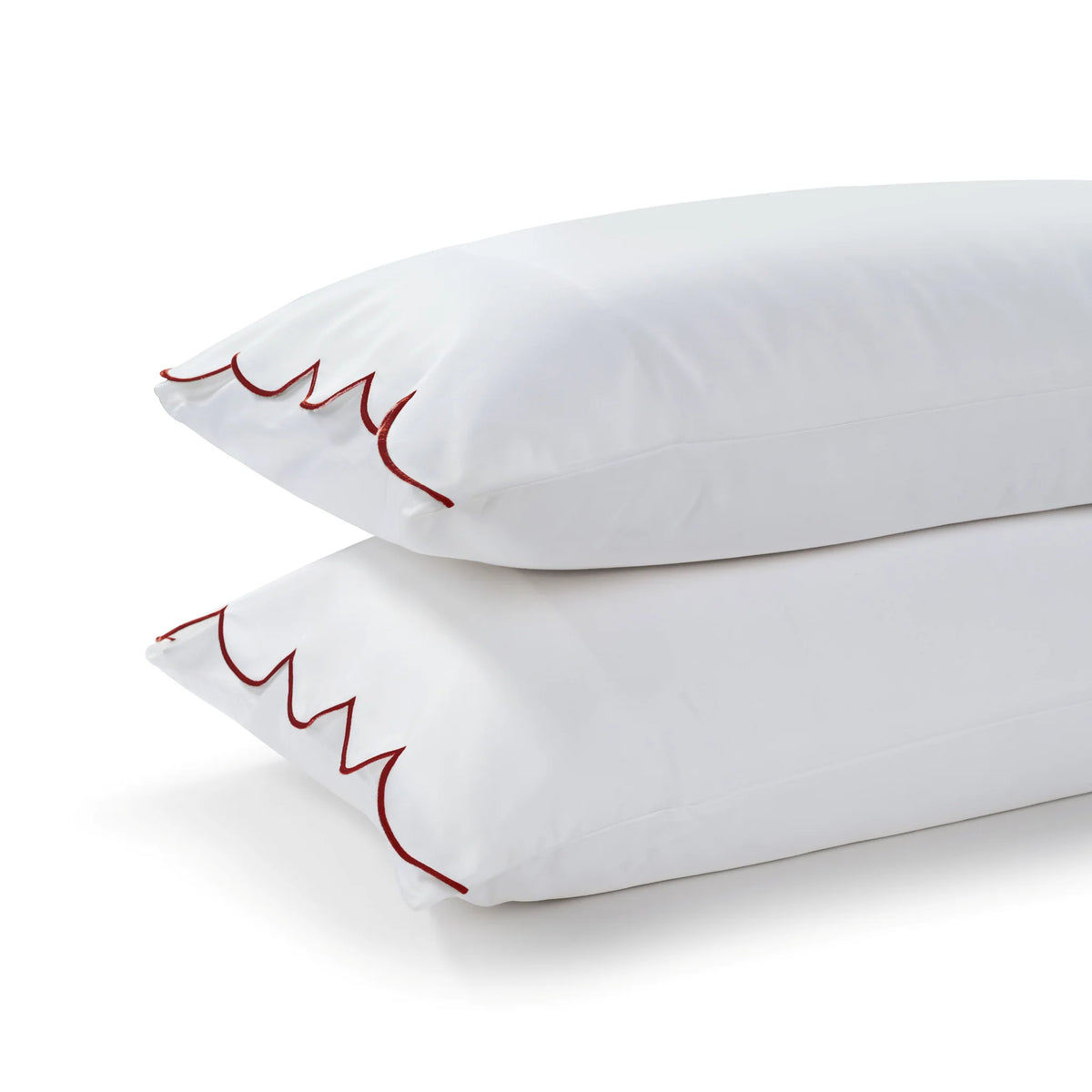 Egyptian Cotton Sophie Bedding Set - Brilliant White and Dark Burgundy