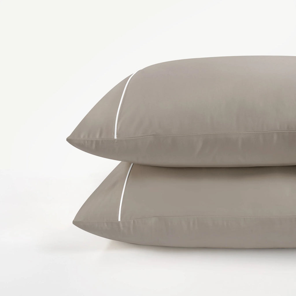 Duke of Bliss LUXE Bedding Set - Simply Taupe with White Accent