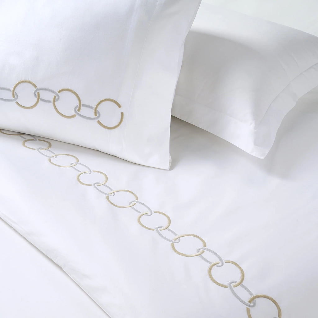 Egyptian Cotton Benedict Bedding Set - White and Gold
