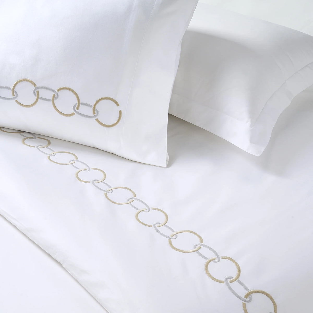 Egyptian Cotton Benedict Bedding Set - White and Gold