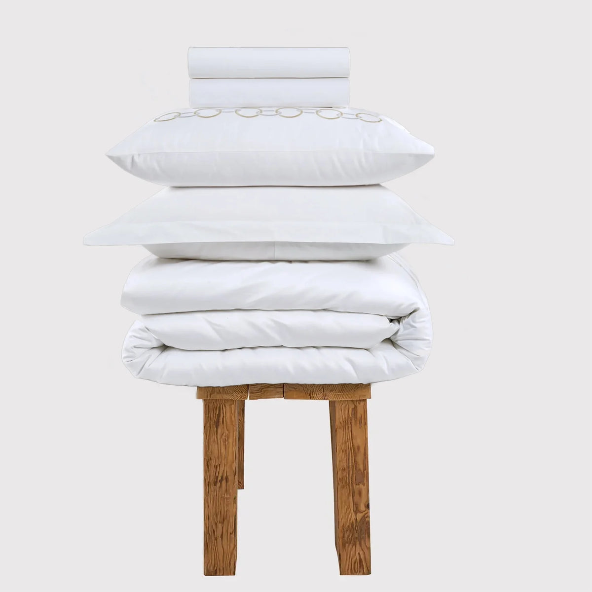 Egyptian Cotton Benedict Bedding Set - White and Gold